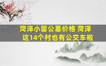 菏泽小留公墓价格 菏泽这14个村也有公交车啦